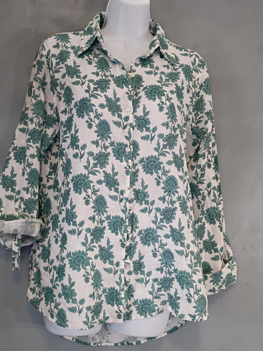 Cynthia Rowley Green Floral Button-Down Shirt